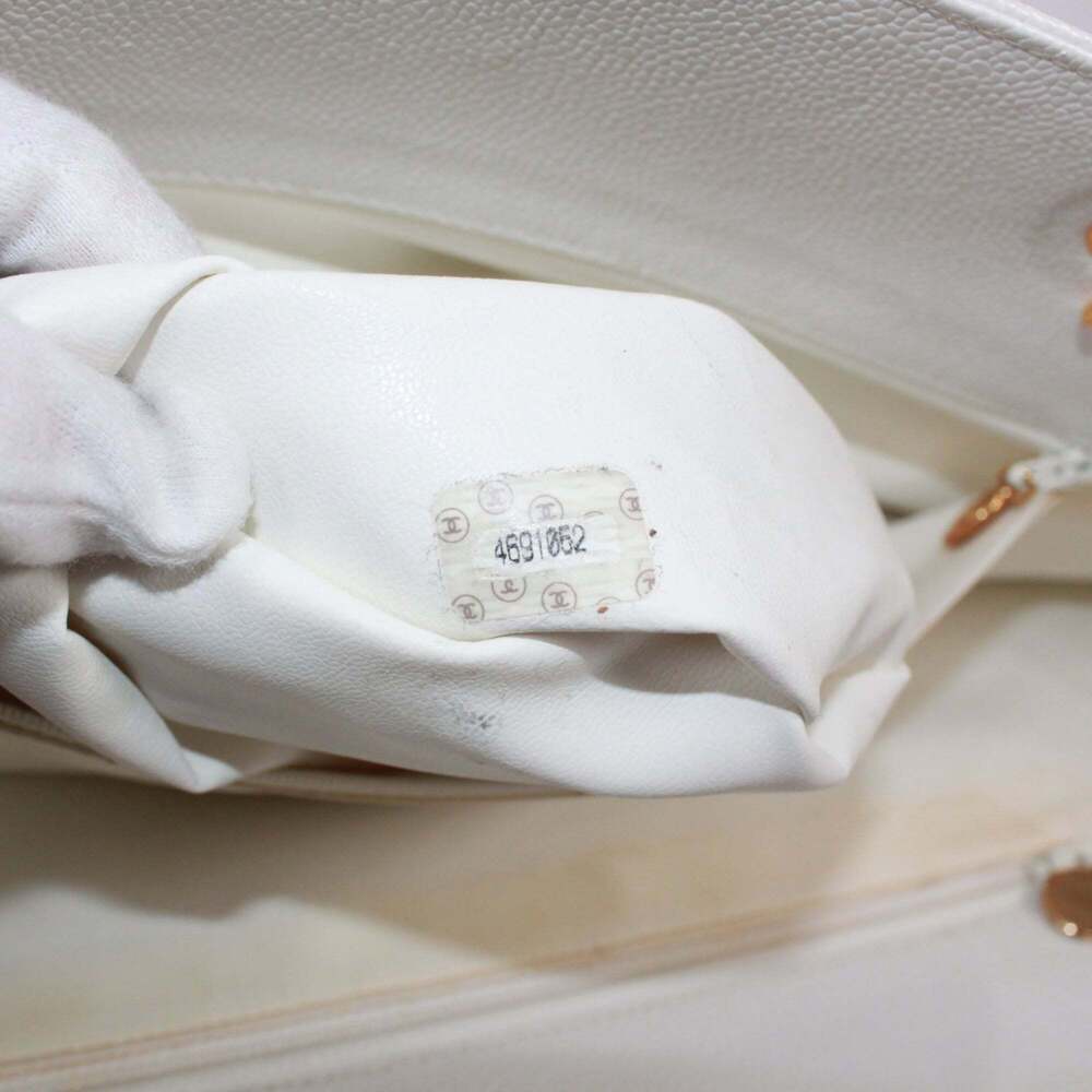 CHANEL White Caviar Leather Logo Tote Bag - Picture 9 of 16